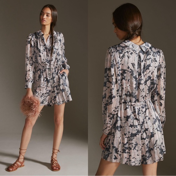Anthropologie Tiny Aurora Printed Pleated Romper Size XL...